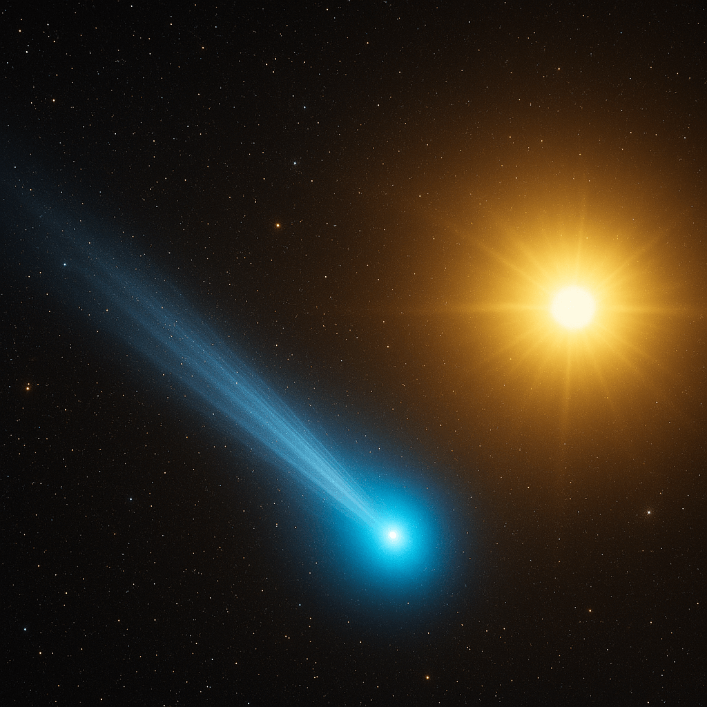 “NASA image of interstellar comet 3I/ATLAS showing brightened tail and coma after perihelion”
