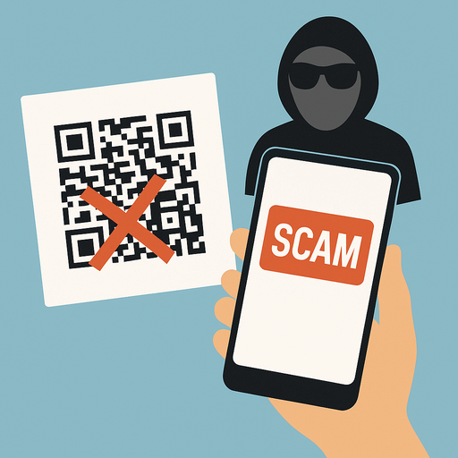 가짜 QR코드 결제 사기를 경고하는 2025년 최신 보안 안내 이미지