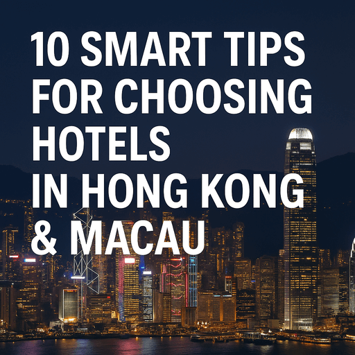 Thumbnail showing Hong Kong night skyline with text ‘10 Smart Tips for Choosing Hotels in Hong Kong & Macau’ in a square format