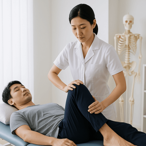 병원에서 도수치료를 받는 환자의 모습